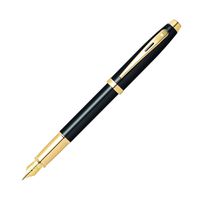 Sheaffer 100 Glossy Black Lacquer Fountain Pen with Gold Tone Appointments and Medium Nib