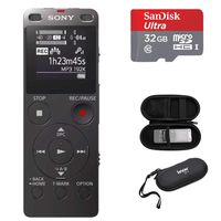 Sony ICDUX560BLK Stereo Digital Voice Recorder with Built-in USB with 32GB microSD and KnoxGear Hard Carrying case