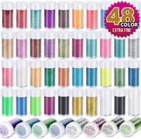 Teenitor 48 Colors Glitter Set, Fine Glitter for Resin, Arts and Craft Supplies Glitter, Festival Glitter Makeup Glitter, Cosmetic Chunky Glitter for Body Nail Face Hair Eyeshadow Lip Gloss Making