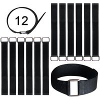 VIGAER 12 inch Cable Tie Down Straps, 12 pcs Reusable Nylon Hook and Loop Fastening Straps, Securing Straps with Metal Buckle