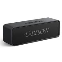 UDISON Wireless Bluetooth 5.0 Stereo Speakers with 10W Rich Bass, 164-328 ft Bluetooth Range, 12-Hour Playtime, Built-in Mic, Handsfree, USB/AUX/TF Slot, Portable Speaker for Home Outdoors (Black)