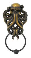 Decorative Octopus Skull Monster Resin Door Knocker with Cast Iron Knocker Wall Sculpture