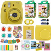 Fujifilm Instax Mini 9 Instant Camera + Fuji INSTAX Film (40 Sheets) Includes Camera Case + Frames + Photo Album + 4 Color Filters and More (Yellow)