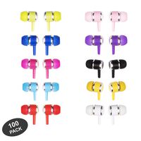 JustJamz Marbles Colorful Earbud Headphones in Bulk 3.5mm Earbuds for Kids and Adults Assorted Colors, 100 Pack
