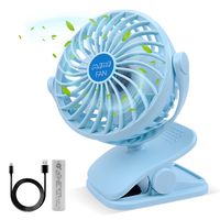 ESEOE Clip on Fan, USB Or 2600mAh Rechargeable Battery Operated Fan Small Desk Fan with 4 Speeds, 360 Degree Rotation Portable Stroller Fan for Baby S (Blue)