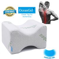 OceanGel Cooling Gel Memory Foam Knee Pillow-Leg Pillow for Side Sleepers, Pregnancy, Spine Alignment, Orthopedic, Hip & Joint Pain, Surgery-Hypoallergenic Wedge with Removable Washable Bamboo Cover