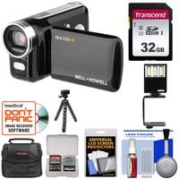 Bell & Howell DV200HD HD Video Camera Camcorder with Built-in Video Light 32GB Card + Video Light + Tripod + Case + Kit
