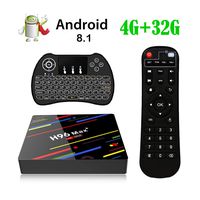 H96 Max+ TV Box Android 8.1, 4GB 32GB 4K Smart TV Box RK3328 Support H265 VP9 Video Decoding 2.4G 5GWifi 100M LAN KD18.0 USB3.0 Android TV Box with Backlit Wireless Keyboard