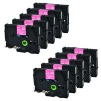 GREENCYCLE 10 Pack TZe-MQP35 TZe MQP35 TZeMQP35 12mm Standard Laminated Label Tape Cassette White on Berry Pink 0.47 inch x 5m 1/2" 12mm Compatible for Brother P-Touch PT-D210 PT-D400 PT-H110 PT-D200