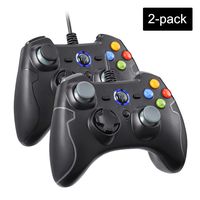 Wired Gaming Controller, EasySMX PC Game Controller Joystick with Dual-Vibration Turbo and Trigger Buttons for Windows/Android/ PS3/ TV Box (Black and Gray 2 Pack