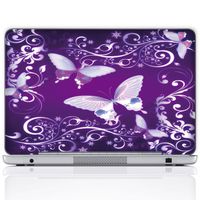Meffort Inc 15 15.6 Inch Laptop Notebook Skin Sticker Cover Art Decal (Free Wrist pad) - Purple Butterflies