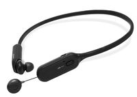 EXFIT BCS-A1 Wireless Bluetooth Headphones, Fast Charging, Retractable Earbuds, Splash and Sweat Resistant, Siri and Google Assistant Compatible, Carry Pouch (Black)