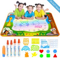 Doodle Drawing Mat, YEEGO Water Doodle Mat Aqua Coloring Mat Extra Large Size 39.5X27.5 inch 5 Magic Water Pens and 8 Molds 4 Template No Mess Doodle Gift for Boy Girl(X-Large Size)