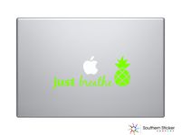 Just Breathe Text Pinapple Hawaii Aloha Black Bathroom Silhouette Macbook Symbol Iphone Apple Ipad Decal Skin Sticker Laptop (Lime Green)