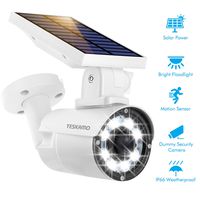 Dummy Security Camera Outdoor Solar Motion Sensor Light, YESKAMO PIR Motion & Photon Sensor Fake Camera 800 Lumen LED Floodlight, IP66 Weatherproof Solar Security Light for Home Outdoor