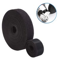 Reusable Fastening Tape Cable Ties Roll 3/4 Inch Double Side Hook Roll Hook and Loop Cord Management Wire Organizer Straps Black 12.6 Yard