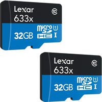 2-Pack Lexar microSDHC UHS-I 633X 32GB High-Performance Memory Card + MicroFiber Cloth