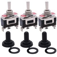Twidec/Heavy Duty Rocker Momentary Toggle Switch 20A 125V SPDT 3 Position 3 Pin (ON)-Off-(ON) Switch with Metal Bat Waterproof Cap - Pack of 3, 2 Years Warranty Ten-123