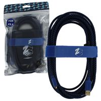 ZedLabz Ultra 5M braided charging cable for Sony PS4 controllers - gold plated flush fit extra long USB play & charge cable lead - Includes tidy and drawstring storage bag