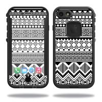 MightySkins Skin Compatible with Lifeproof iPhone 7 - Black Aztec | Protective, Durable, and Unique Vinyl Decal wrap Cover | Easy to Apply, Remove, and Change Styles | Made in The USA