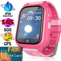 Kids GPS Tracker Watch - [SIM CARD Set] IP68 Waterproof Kids Smart Watches Phone for Boy Girl, SOS Anti- Lost Two Way Call Camera, Child Wrist Smartwatch Learning Toy Game Gift for Holiday Christmas