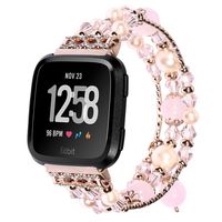 Replacement Bands Compatible for Versa, Handmade Faux Pearl Beaded Bracelet Wristband Strap for Versa Smart Watch Fitness Wristbands, Shiny Gift for Women Girls