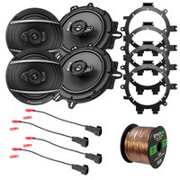 4X Pioneer 6.5" 3-Way 320 Watt Coaxial Car Audio Speakers, Enrock Speaker Wire Harness for Select GM Vehicles, Speaker Mounting Brackets Select 1995-2009 GM Vehicles, 16 Gauge 50 Foot Speaker Wire