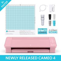 Silhouette America Silhouette Cameo 4 with Bluetooth, 12x12 Cutting Mat, Autoblade 2, 100 Designs and Silhouette Studio Software - Pink Edition (Renewed)