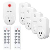 Beastron Remote Control Outlet Switch Power Plug in for Household Appliances, Wireless Light Switch, Up to 100 ft. Range, Fcc Certified, ETL Listed, White (Learning Code, 5RX-2TX)