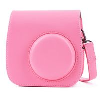 Phetium Flamingo Pink Protective Case for Fujifilm Instax Mini 9 Mini 8 Mini 8+, Soft PU Leather Bag with Pocket and Removable Shoulder Strap(Flamingo Pink)