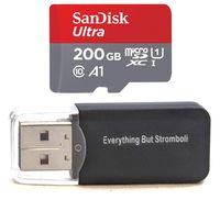 SanDisk 200GB Ultra Micro SDXC Memory Card Bundle Works with Samsung Galaxy Note 8, Note 9, Note Fan Edition Phone UHS-I Class 10 (SDSQUAR-200G-GN6MN) Plus Everything But Stromboli (TM) Card Reader