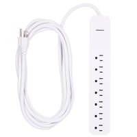 GE Power Strip Surge Protector, 7 Outlets, Fast Charge, Extra Long Power Cord, 12ft, Wall Mount, White, 36360