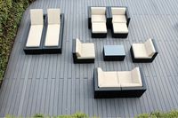 Ohana 11-Piece Outdoor Patio Furniture Sectional and Chaise Lounge Set, Black Wicker with Beige Cushions - No Assembly with Free Patio Cover
