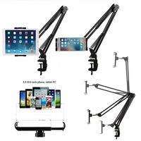 Universal Smartphone Tablet Stand (Sturdy Metal Arm, Padded Holder, Adjustable Mounting Clamp) for Tab Mobile Phone Any Other 4.0-10.6 Inch Screen Device - Price xes (Black)
