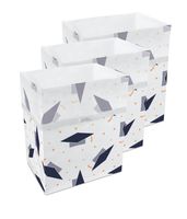 Clean Cubes 13 Gallon Disposable Trash Cans & Recycling Bins, 3 Pack (Graduation)