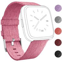 Umwon Fitbit Versa Bands, Fashion Wrist Strap Replacement Band for Women Men, Quick Release Watch Band with Adjustable Stainless Metal Buckle for Fitbit Versa Fitness Smart Watch (Pink)