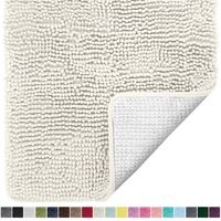 Gorilla Grip Original Luxury Chenille Bathroom Rug Mat, 60x24, Extra Soft and Absorbent Shaggy Rugs, Machine Wash Dry, Perfect Plush Carpet Mats for Tub, Shower, and Bath Room, Ivory Cream