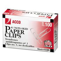 ACCO Paper Clips, #1 Size, Economy, Non-skid, 10 Boxes, 100/Box (72385)