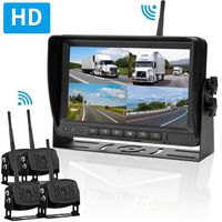 HD Digital Wireless 4 Backup Camera 7'' Monitor Kit Split Screen for Trailers,RVs,Trucks,Campers,5th Wheels Highway Monitoring System IP69K Waterproof Super Night Vision Driving/Reversing Use