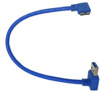 30cm USB 3.0 A 90 Degree Up Angle Male to Micro B Male 10pin 90 Degree Left Angle Short Data and Charging Cable for Galaxy Note 3 Computer's Hard Drive/Digital Camera（USB3.0 UP-Mirco B Left,Blue)
