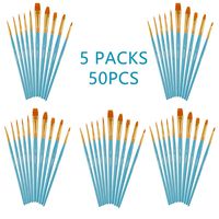 Artecho Paint Brushes Set, 5 Packs/50 pcs Art Brushes for All Levels and Purpose Watercolor Oil Acrylic Gouache Painting, Premium Nylon Hairs