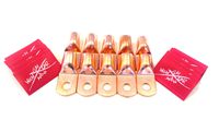 Sky High Car Audio (10) 1/0 Gauge Copper Ring Terminals 3/8" RED Heat Shrink Tubing LUGS