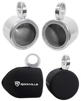 Pair Rockville MAC65S 6.5" Polished Aluminum Wakeboard Tower Speaker Pods+Covers