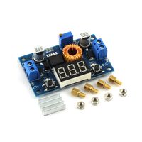 DZS Elec LM2596 DC-DC Buck Converter High Power Step-Down Regulator Power Module Volt Stabilizer with LED Voltmeter Display Cooling Fin and Copper Cylinder Holder 5A 75W