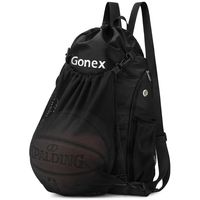 Basketball Backpack for Boys, Foldable Soccer Backpack Drawstring Gym Bag Sackpack Sports Sack with Detachable Ball Mesh Bag for Volleyball Baseball Gym Yoga, Youth Teens Men Women, Black