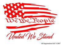 UR Impressions Red We The People United We Stand - Tattered American Flag Decal Vinyl Sticker Graphics for Cars Trucks SUV Vans Walls Windows Laptop|RED|7.5 X 5.1 Inch|URI490-R