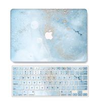 One Micron Case + Keyboard Cover Compatible with MacBook Air 11 inch, Plastic Pattern Hard Case Shell Compatible MacBook Air 11.6 Inch (Model: A1465 and A1370)-Light Blue Marble
