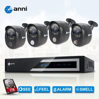 Anni Home Security Camera System 1080p Wired Surveillance Kit, 8 CH 1080N DVR, (4)1080p Cameras: 1xPIR sensor camera, 1xGas Detector camera, 1xSiren Alarm camera, 1xNormal camera, with 1TB