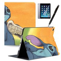 iPad 7th Generation 10.2" 2019 Case Cartoon Lilo & Stitch Cartoon Protection Lightweight PU Leather Smart Auto Sleep/Wake Cover Compatible for Apple iPad 10.2 inch 2019#K