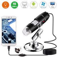 YOMYM 1000x Magnification Endoscope, Mini USB Microscopes with Metal Stand and OTG Adapter, 2MP 8 LED USB 2.0/1.1 Digital Microscope, Compatible with Mac Window 7 8 10 Android Linux